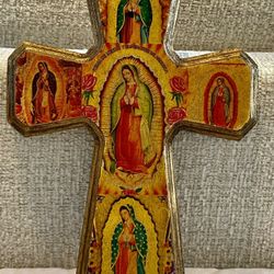 Our Lady of Guadalupe Decoupage Wood Cross