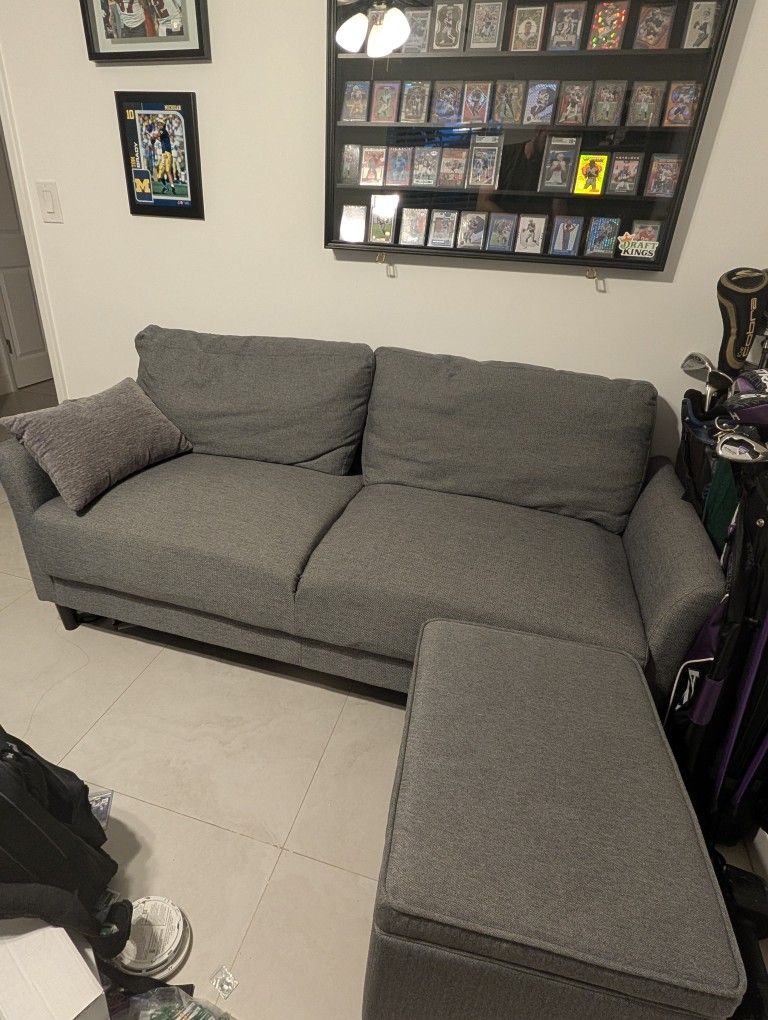 Light Blue Couch With Ottoman (You Pick Up)