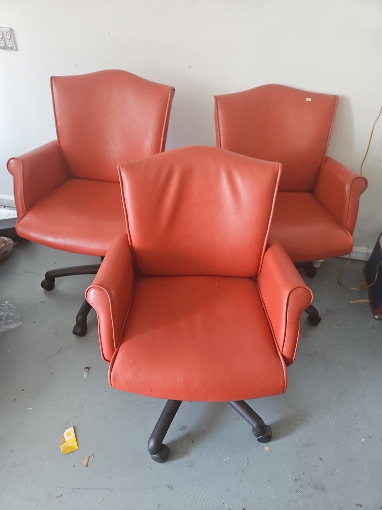 Red Leather Rolling Chairs