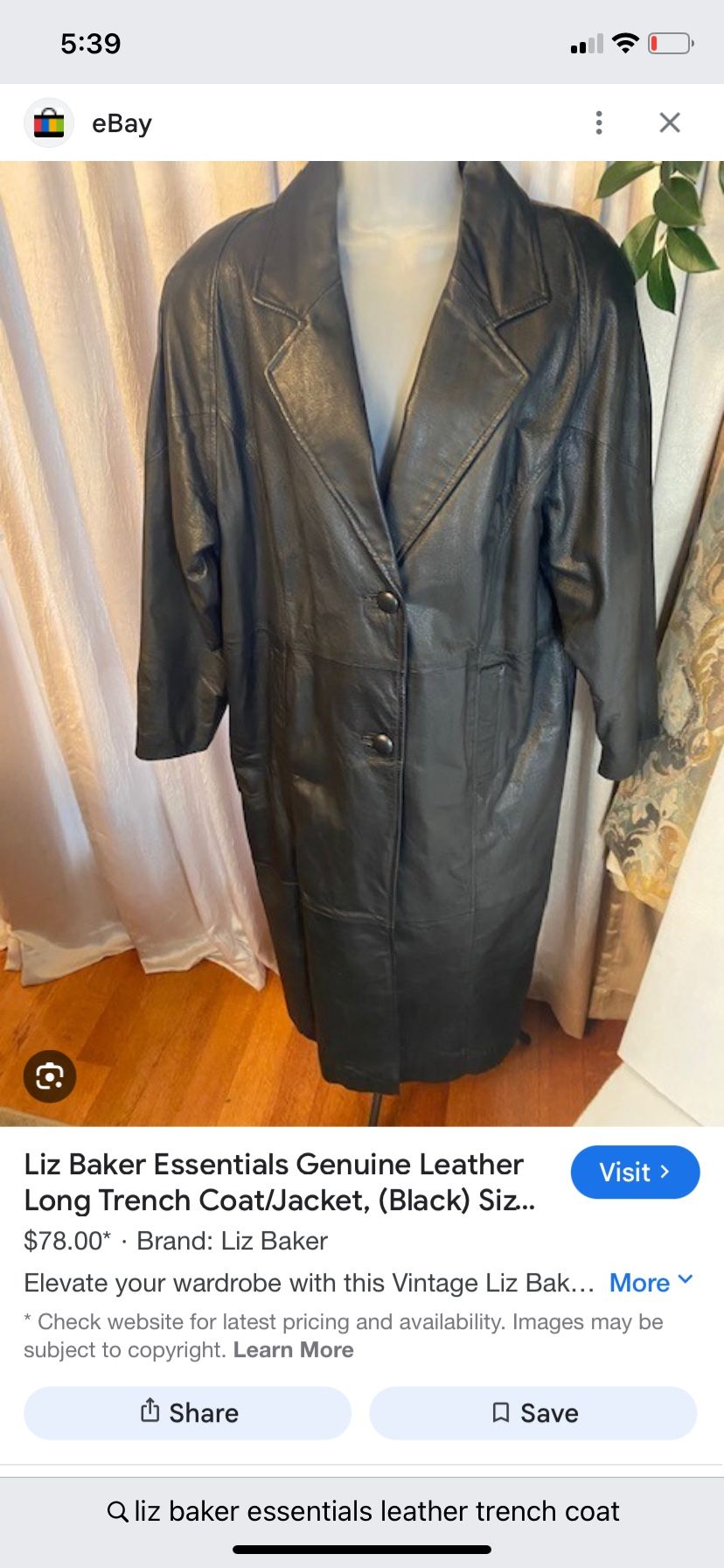 Plus Size 2X Leather Trench Coat