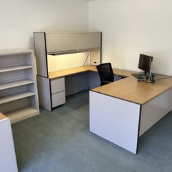 Steelcase Office Furniture.  4 Desks/3 file cabinets/1 work table/1 storage cabinet.  All or part