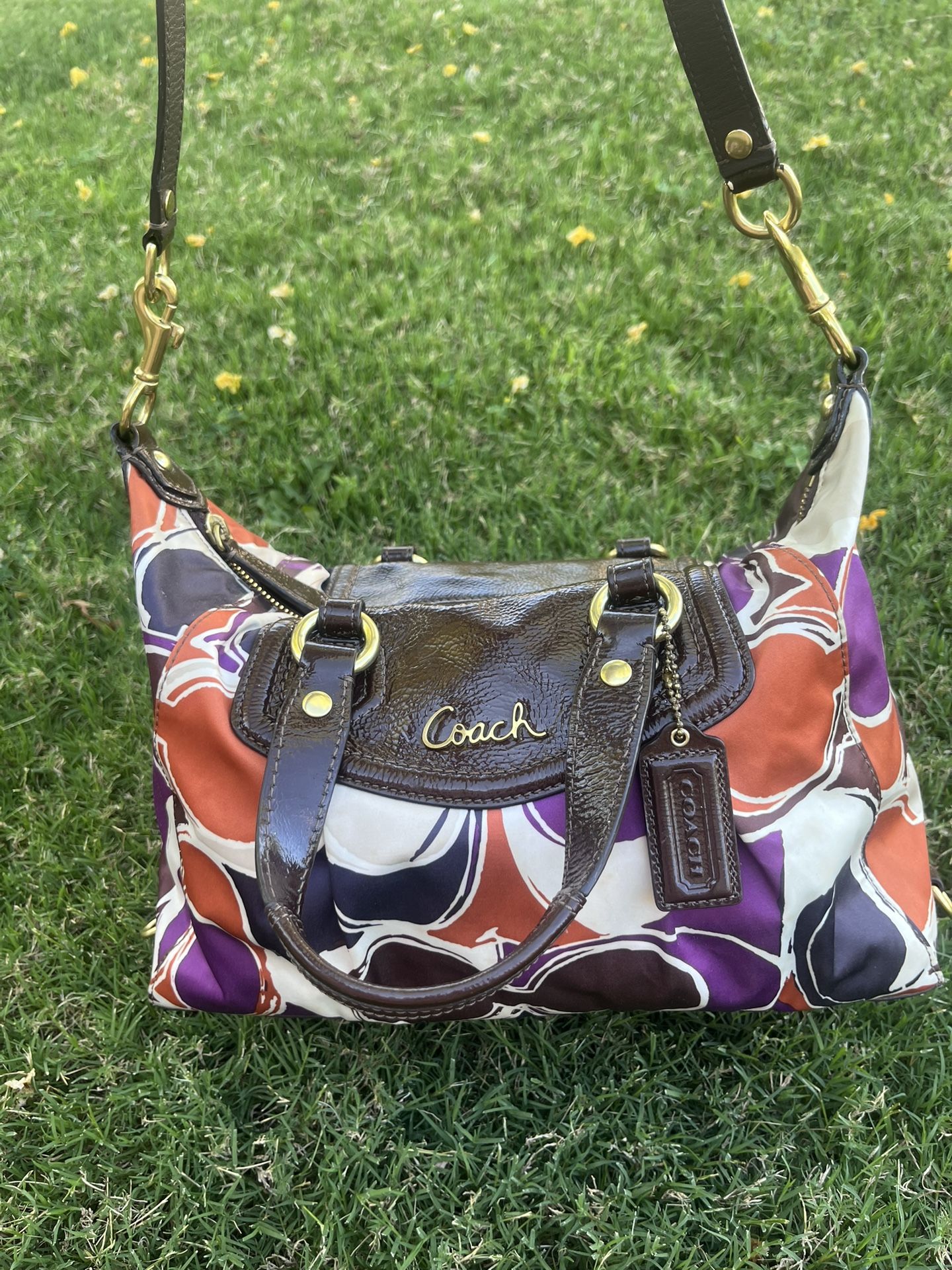 Purple Orange Brown Coach Bag