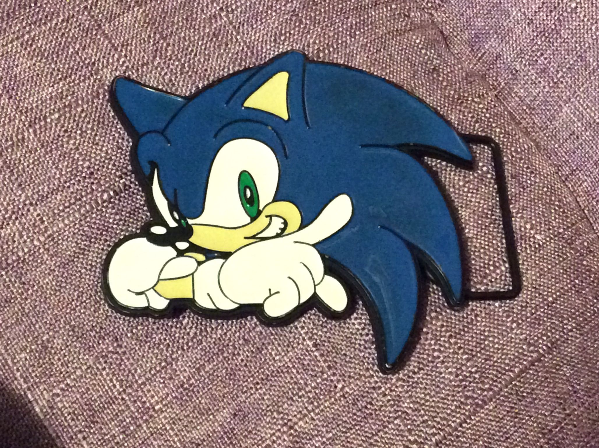 Sonic Hedgehog Belt Buckle. Enamel On Steel.