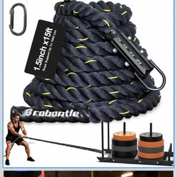 Weight Sled Pulling Rope 15FT, Trainer Physical Training Strength Rope for Workout Sled,Tire Pulling Workout,Football Exercise Equipment for Men and W