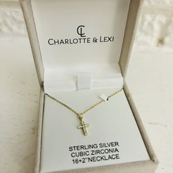 CHARLOTTE & LEXI STERLING SILVER CUBIC ZIRCONIA 16+2"NECKLACE