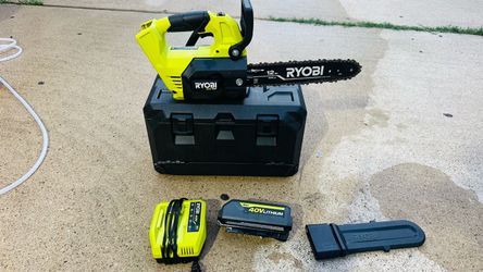 Ryobi 40 Volt Hp Brushless 12” Top Handle Chainsaw With 4ah Battery And Charger