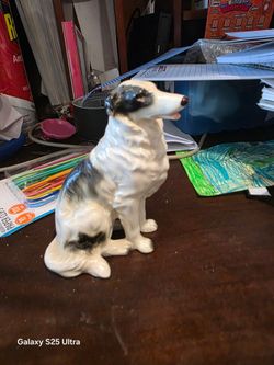 Ceramic Dog Figurine Black and White