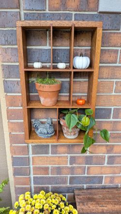 Vintage Cottagecore Handcrafted Rustic Wood Trinket Wall Shelf