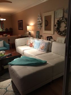 Modular white couch and ottoman