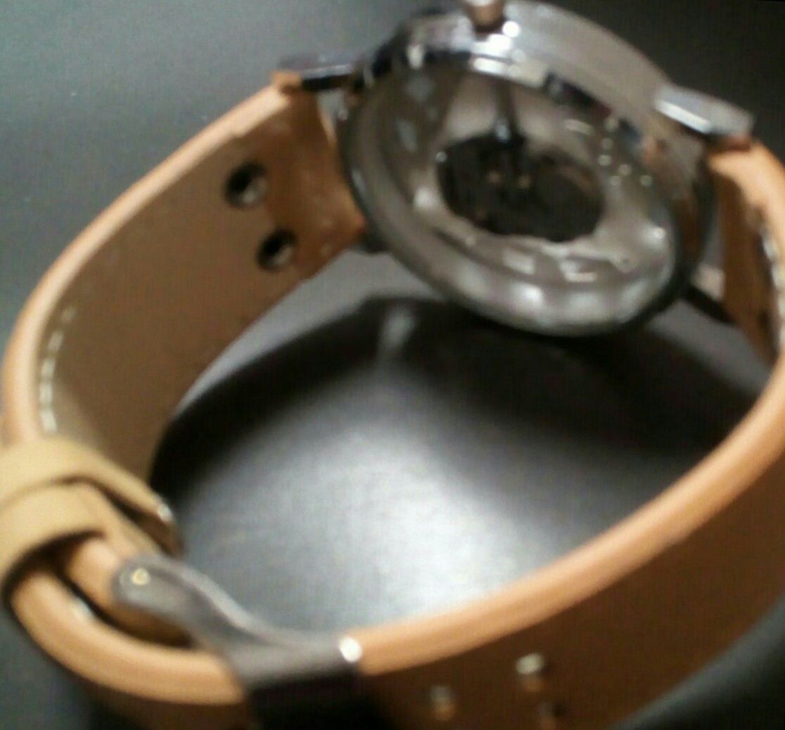 See-Thru Hollow Dial Watch -Brand New -All Glass Front & Back Dial Showing Parts Inside -Leather Strap