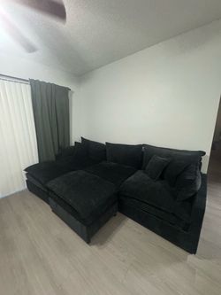 Black Sofa with Ottoman