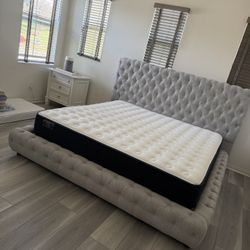 New In Box King Bed Frame With Mattress (Read Description Below)