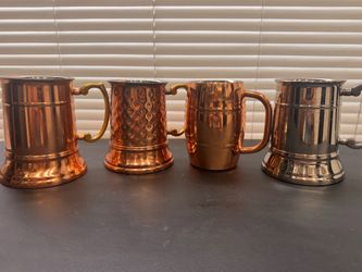4 Vintage-Style Metal Drink Steins