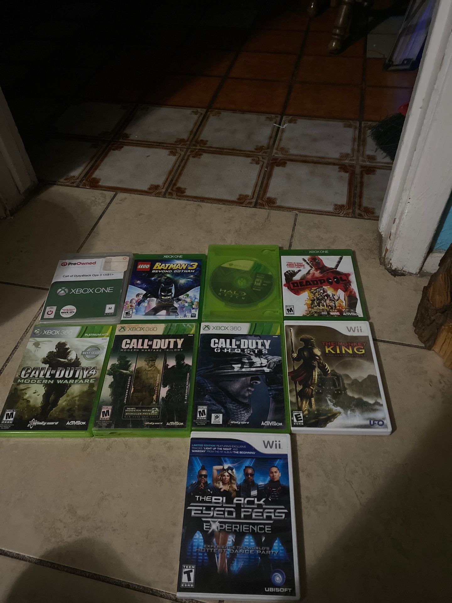 xbox one,xbox 360 and wii games