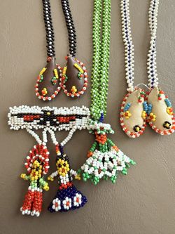 Vintage Native American Hand-Beaded Necklaces And Pin (4 @ $15 each) You Pick 