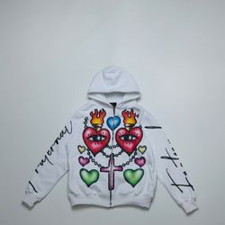 Childish hearts zip up hoodie