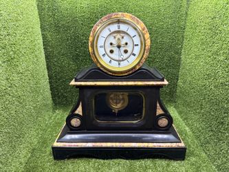 Andrew Campbell French Slate Marble Mantel Clock Open Escapement 19th C