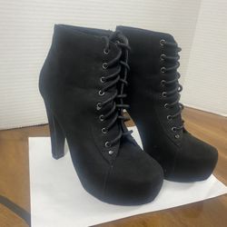 Size 6.5 Black Platform High Heel Booties 
