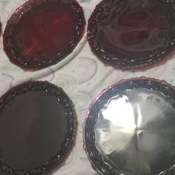 Avon "RED" cape Cod Glassware Collection , Everything Sold As A Lot 