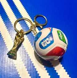 NEW FIFA World Cup 2026 Keychain Set Soccer Ball + Trophy Charm Collectible Souvenir