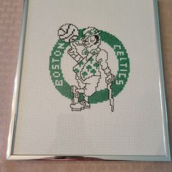 Boston Celtics Framed Cross Stitch   9x11