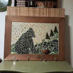 Large Wood Framed Alaska Tile Art & Coat Rack