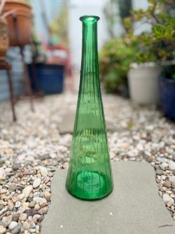 Vintage MCM mid-century Empoli Green Genie Bottle 17 inch no top