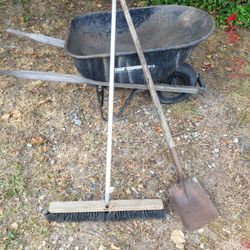 Wheelbarrow,  Shovel,  Brush 