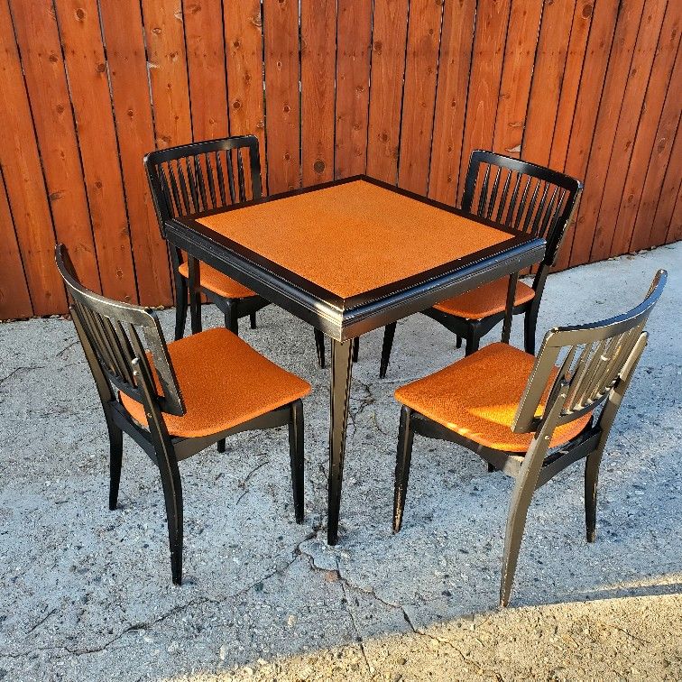 Vintage Stakmore Folding Table & Chairs Mid Century