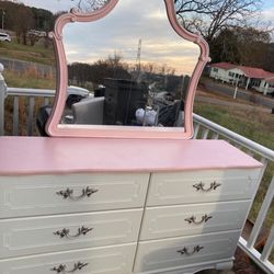 Pink &White Dresser Mirror