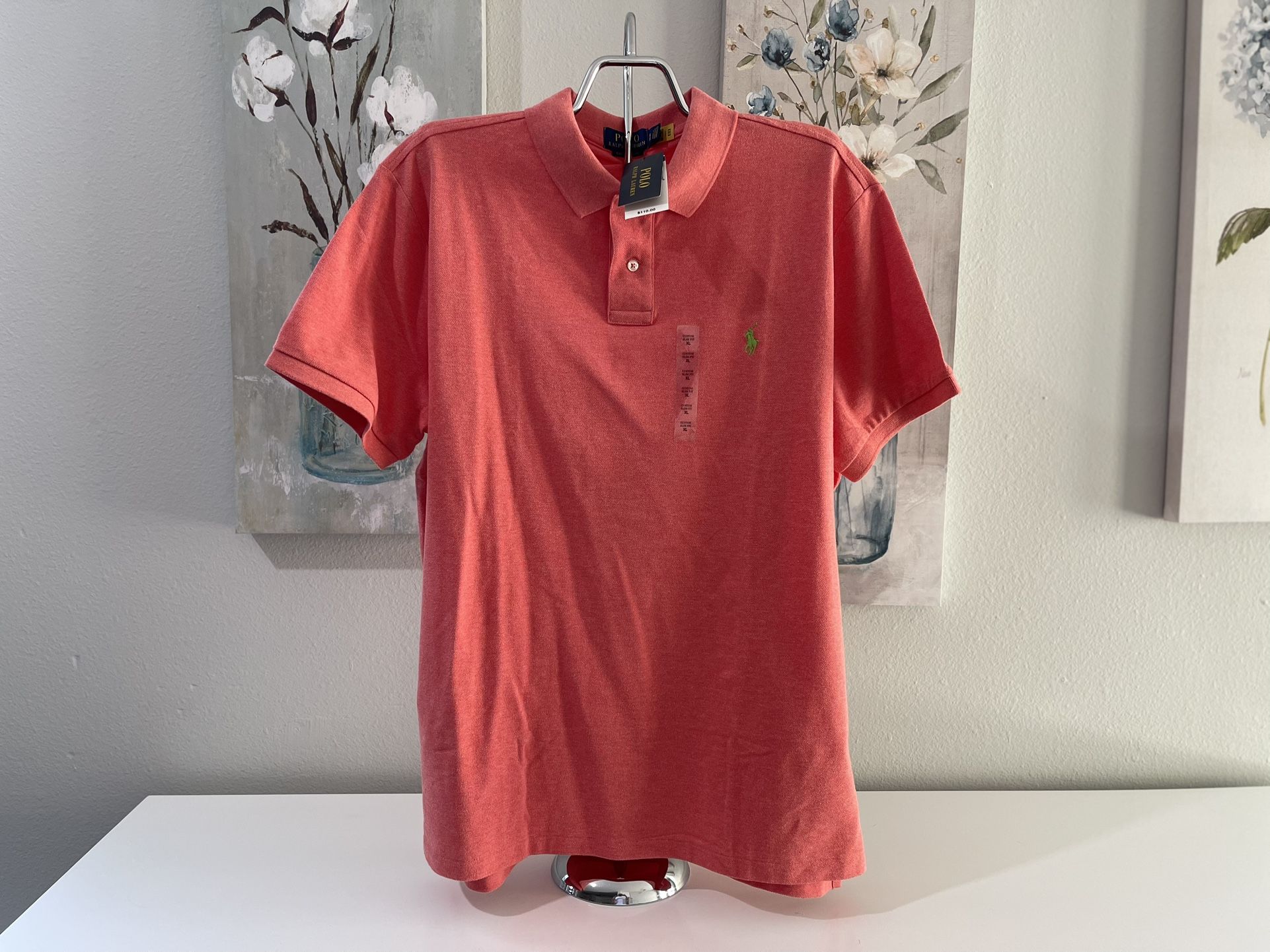 Polo Ralph Lauren Men’s Button Up Shirt NWT Red Collar Custom Slim Fit XL