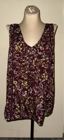 Women’s Merona Dark Floral Tank Top Wine Lace Pintuck Cottagecore Fairy (size 2xl)