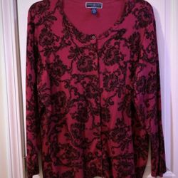 Small Karen Scott Floral Print Cardigan