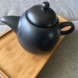 Tienshan Black Stoneware 3cup Teapot Dishwasher-Safe & Microwave Compatible