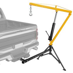 Receiver Hitch Mounted Hydraulic Pickup Truck Crane, 1000 lbs Capacity, 360° Swivel, Three Boom Capacities of 500 lbs, 750 lbs & 1000 lbs, for Lifting