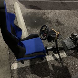 Driving Simulator Set Up With Seat Wheel And Pedal 
