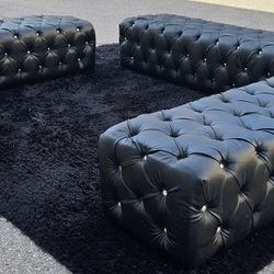 3 Black Tuft Couches/Benches