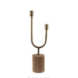 Asymmetrical Wood and Metal Candle Holder
