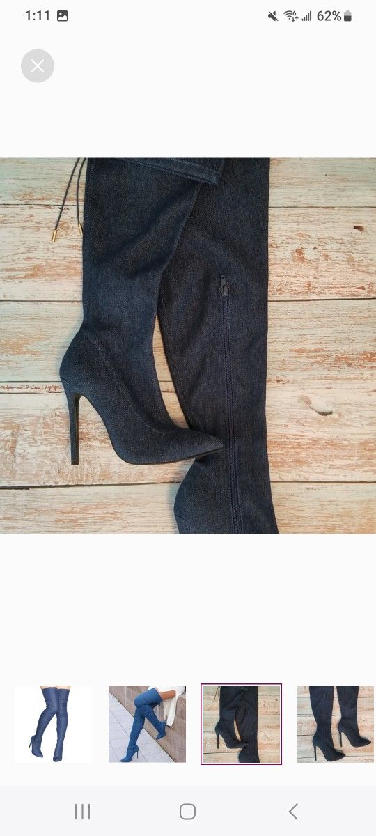 Bella Luna "Jackie" Blue Denim Thigh-high Boots