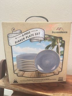 8 piece dinner plate set light blue