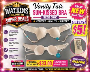 🔥 NEW Vanity Fair Sun-Kissed Convertible Bra – Size 36C – ONLY $5!
