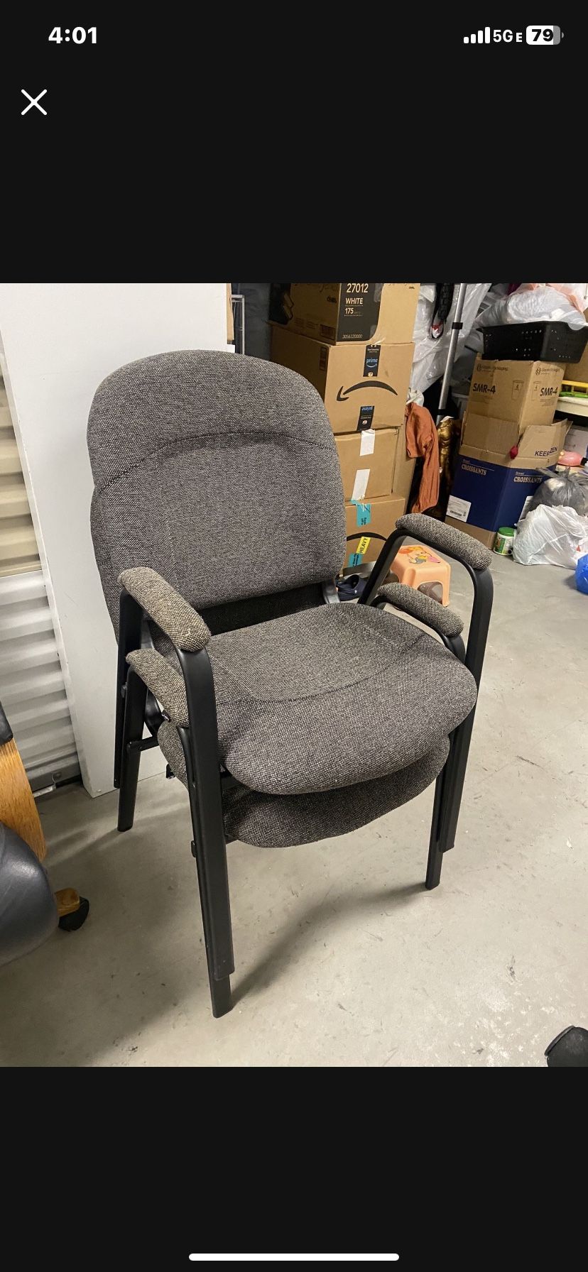 2 Gray Modern Office Stackable Chairs