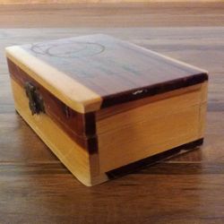 Solid Wood Box (5.5"x 3.5"x 2") Nicely & Vanished with Hinged Lid for Storing Jewelry, Tarot Cards, Oils, Art & Sewing Supplies, Etc.
