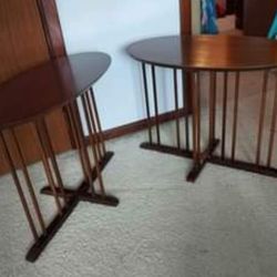 Vintage Rare Wooden Cross End Tables Set Of 2