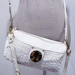 Elliott Lucca White Leather Crossbody Purse with Shoulder Strap 5in x 10in very soft leather 