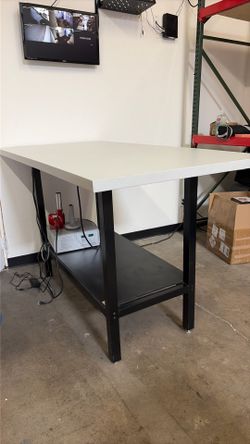 Interion® Standing Height Table With Power, 72"L x 36"W, Gray