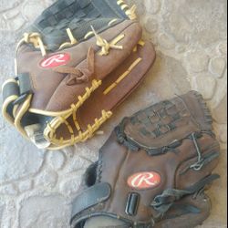 2 RAWLINGS GLOVES CATCH LEFT THROW RITE