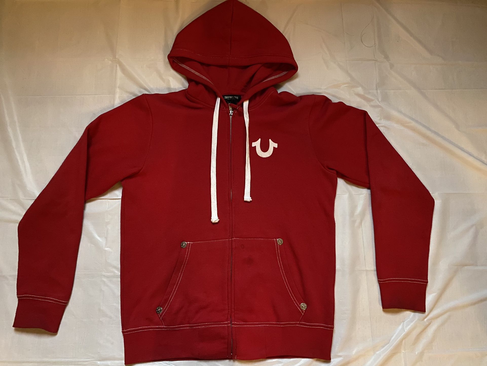MENS: True Religion Red Zip Up / White Stitching - MAKE AN OFFER IF INTERESTED