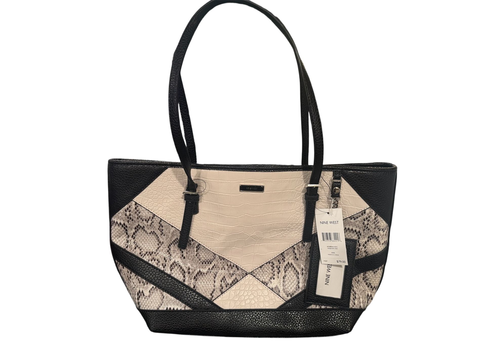 NWT Nine West Black & Cream Geometric Tote