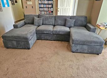 Corduroy couch double chaise new in box